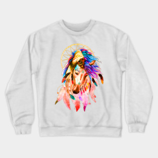 Native Horse With Dreamcatcher Crewneck Sweatshirt