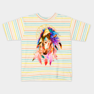 Native Horse With Dreamcatcher Kids T-Shirt