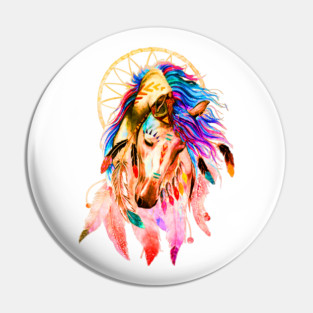 Native Horse With Dreamcatcher Pin