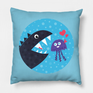 Cute Jellyfish In Love With Sea Monster Pillow