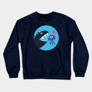 Cute Jellyfish In Love With Sea Monster Crewneck Sweatshirt