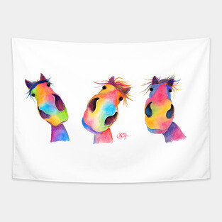 HoRSe PRiNT ' THe HaPPY HoRSeS' EQueSTRiaN GiFTS Tapestry