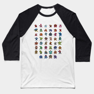 Mega-Man 1-6 Robot Masters Baseball T-Shirt