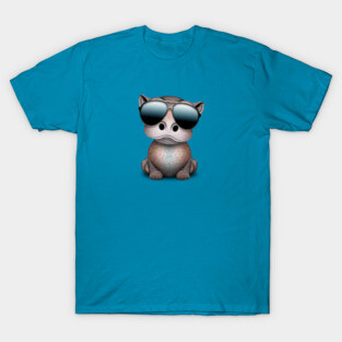 Cute Baby Hippo Wearing Sunglasses T-Shirt