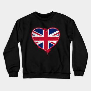 Heart Shaped UK Union Jack Flag Crewneck Sweatshirt