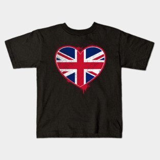 Heart Shaped UK Union Jack Flag Kids T-Shirt