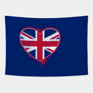 Heart Shaped UK Union Jack Flag Tapestry