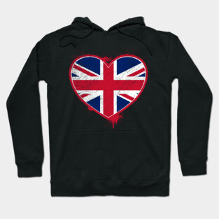 Heart Shaped UK Union Jack Flag Hoodie