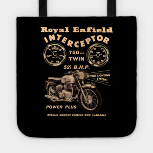 Royal Enfield Interceptor vintage Advertising by MotorManiac Tote