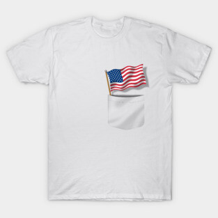 Fake Pocket USA Flag T-Shirt