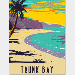 WPA Poster of Trunk Bay beach, Virgin Islands National Park in the island of St John, USA Posters and Art