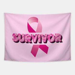 Pink Ribbon for Breast Cancer Awareness - Survivor Tapestry