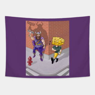 Minnesota Vikings Fans - Kings of the North vs Cheesy Opponent. Tapestry