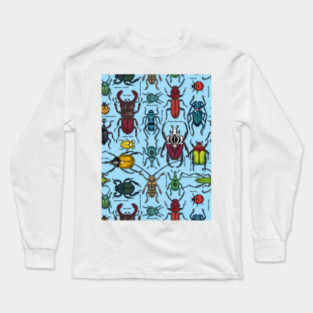 Beetles on blue Long Sleeve T-Shirt