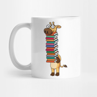 Giraffe Carrying Books Book Lover Reading Mug