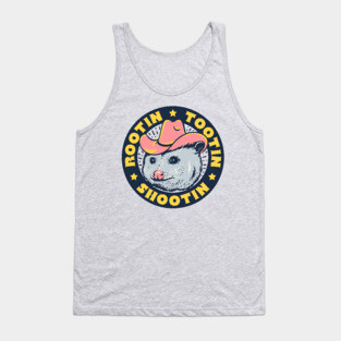 Rootin Tootin Shootin - Cowboy Advice | Poss Possum Opossum | Dark Frame Tank Top