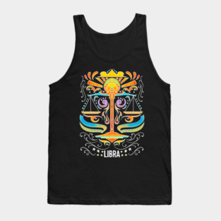 Libra Zodiac Sign Sept Oct Birthday Horoscope Colorful Art Tank Top