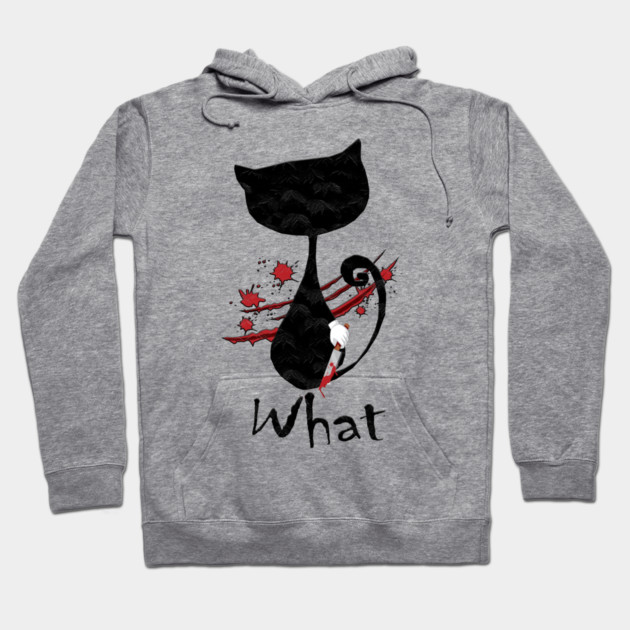 Cat What Murderous Black Hoodie by Db Printed