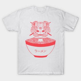 Monster Girl Ramen Noodle Food Art T-Shirt