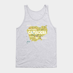 Cambodia illustrated map Tank Top