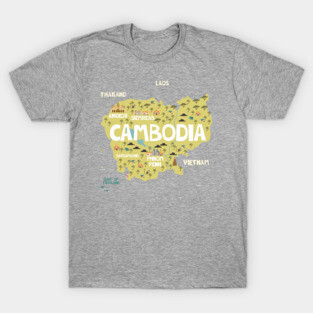 Cambodia illustrated map T-Shirt