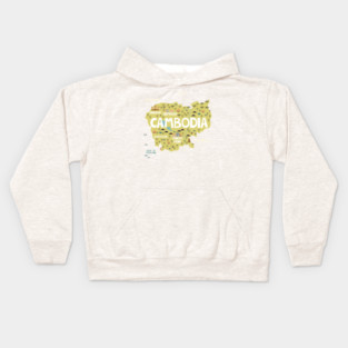 Cambodia illustrated map Kids Hoodie