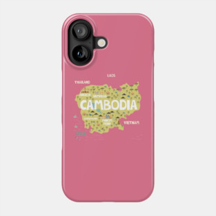 Cambodia illustrated map Phone Case