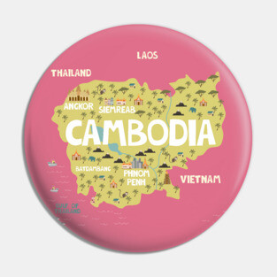 Cambodia illustrated map Pin