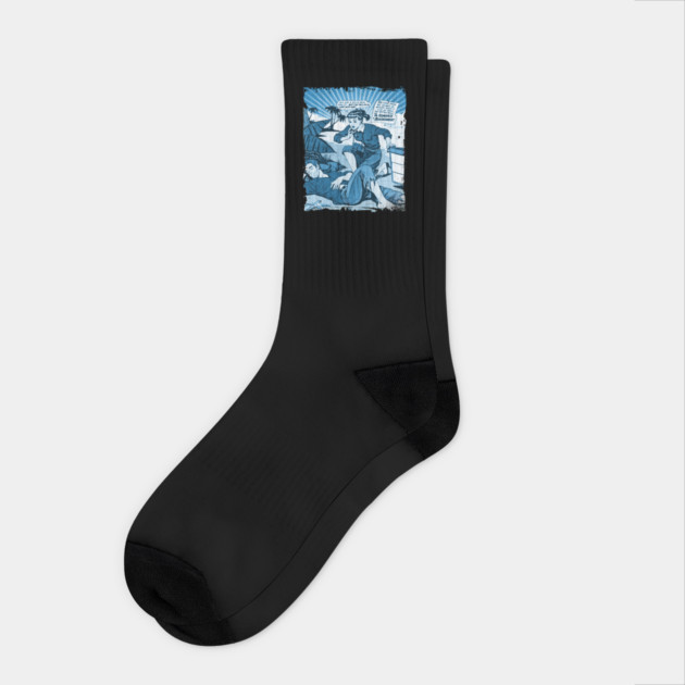 Summer Romance Beachcomber Good Vibe Romantic Comic Design Socks by Joaddo