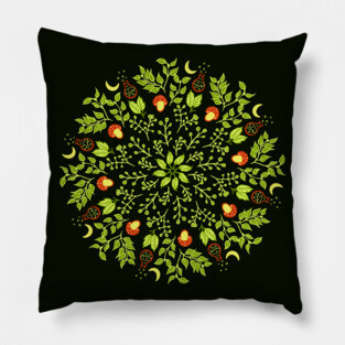 Green witch potions mushrooms leaves nature lover Pillow