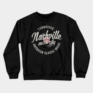 Nashville Music City Vinyl Vintage Crewneck Sweatshirt