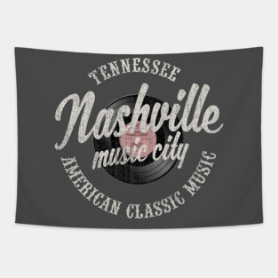 Nashville Music City Vinyl Vintage Tapestry