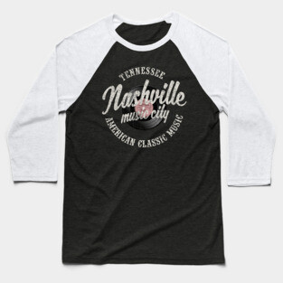 Nashville Music City Vinyl Vintage Baseball T-Shirt