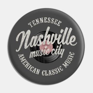 Nashville Music City Vinyl Vintage Pin