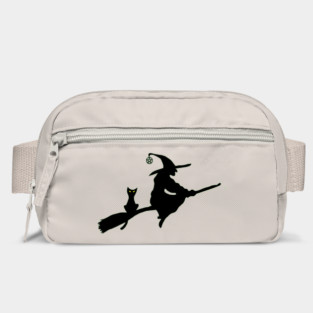 Witch and Cat on a Broom Bag
