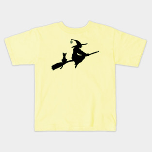 Witch and Cat on a Broom Kids T-Shirt
