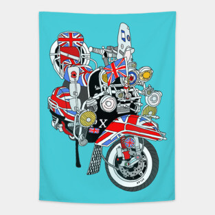 Union Jack Mods Bike Tapestry