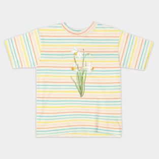 3 white daffodil flower watercolor and ink Kids T-Shirt