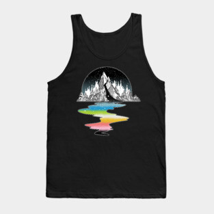 Queer Pride Flag Mountain River Tank Top
