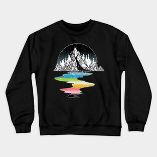 Queer Pride Flag Mountain River Crewneck Sweatshirt