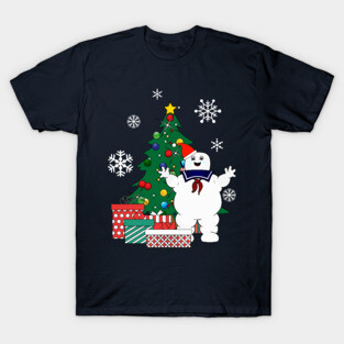 Stay Puft Ghostbusters Around The Christmas Tree T-Shirt