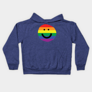 Rainbow Stripes Smiley Face Kids Hoodie