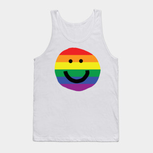 Rainbow Stripes Smiley Face Tank Top