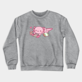 Cute Axolotl Relax Gamer Crewneck Sweatshirt