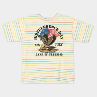 4th Of July Eagle American Flag Patriotic Land Of Freedom Vintage US USA Flag Kids T-Shirt