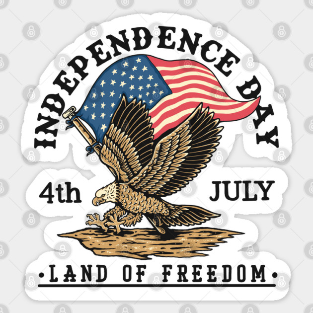 4th Of July Eagle American Flag Patriotic Land Of Freedom Vintage US USA Flag Sticker by Tshirtiz