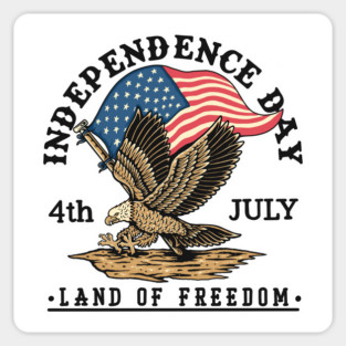 4th Of July Eagle American Flag Patriotic Land Of Freedom Vintage US USA Flag Magnet