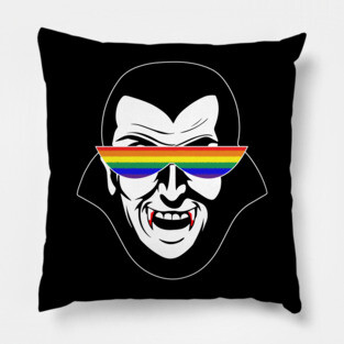 Gay Dracula Rainbow Sunglasses Vampire LGBT Pillow