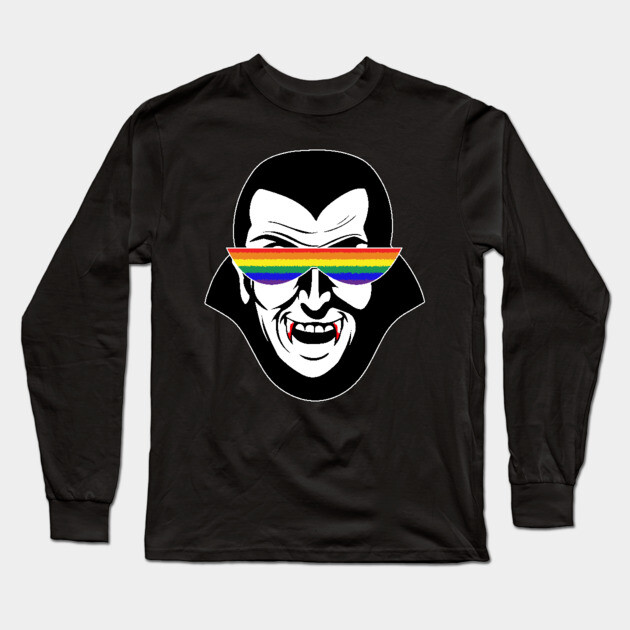 Gay Dracula Rainbow Sunglasses Vampire LGBT Long Sleeve T-Shirt by belownormal