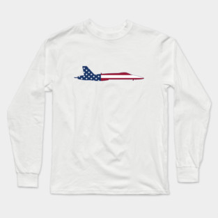 Patriotic F/A-18 Hornet Military Aircraft Silhouette Long Sleeve T-Shirt